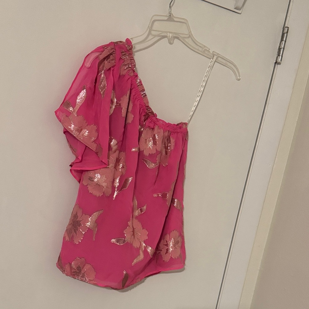 Lilly Pulitzer Floral Pink One-Shoulder Top